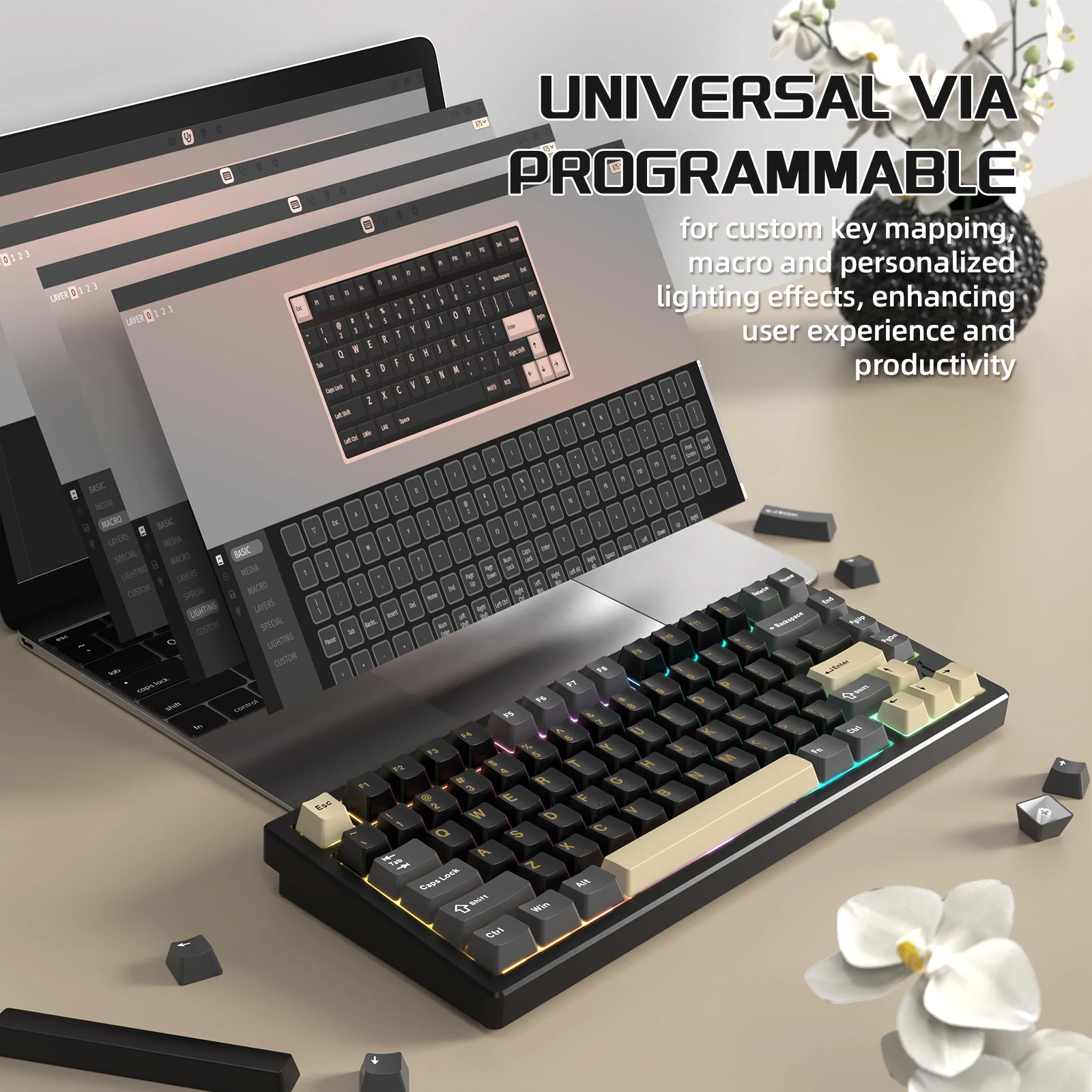 ATTACK SHARK X75 メカニカルキーボード Amazon | ATTACK SHARK X75 ゲーミングキーボード アルミ製 81き