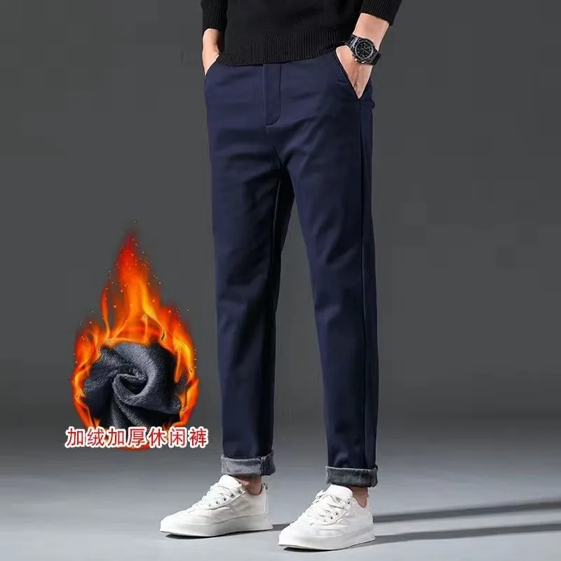 Winter Men's Golf Pants Fashion Casual Sports Work Straight-leg Pants Elastic loose Villus Thicken Warm Man's Golf Trousers 골프웨어
