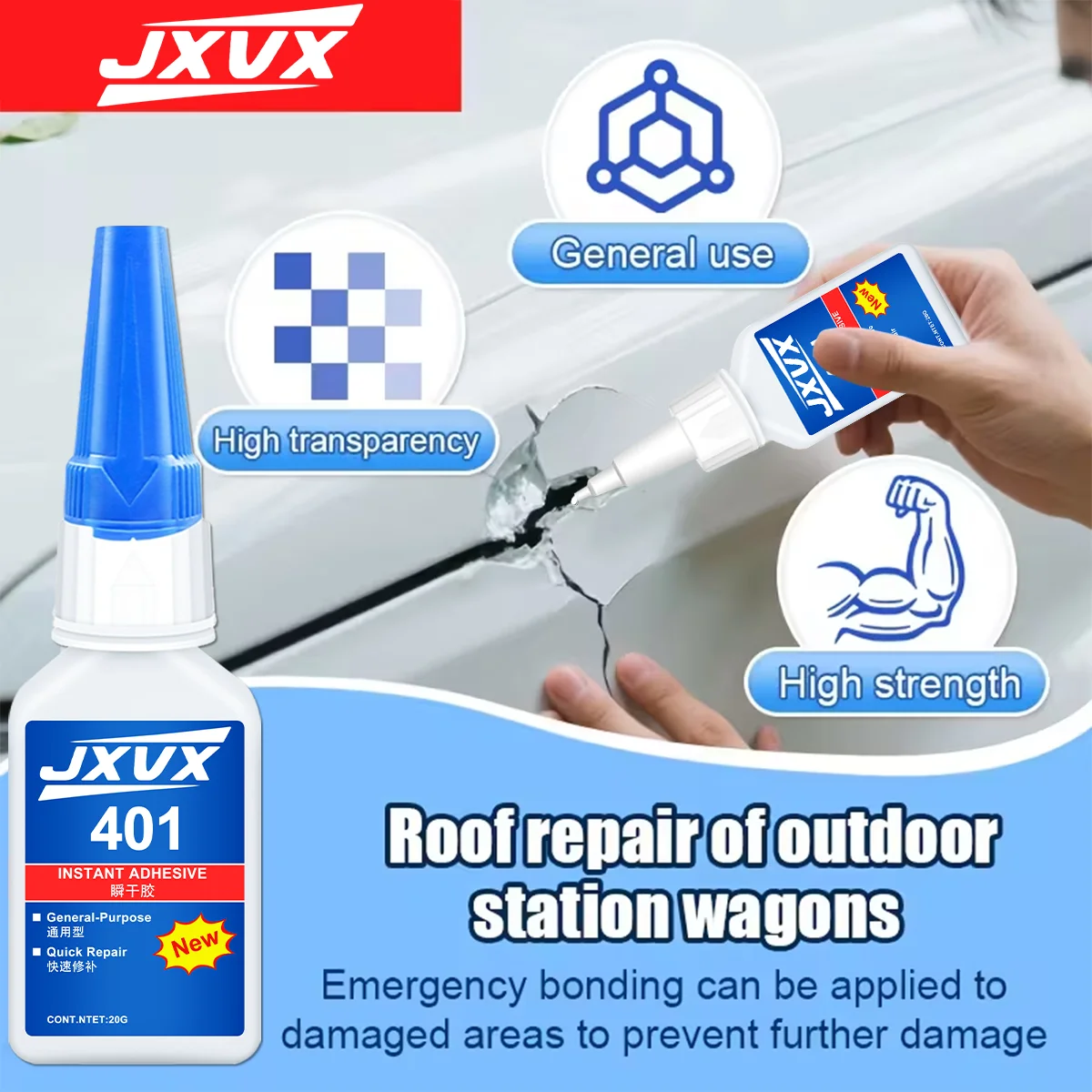 401 Multi-Purpose Super Glue Cyanoacrylate Adhesive 20g Instant Fast Rubber Wood Glass Stronger All Bonding Glue
