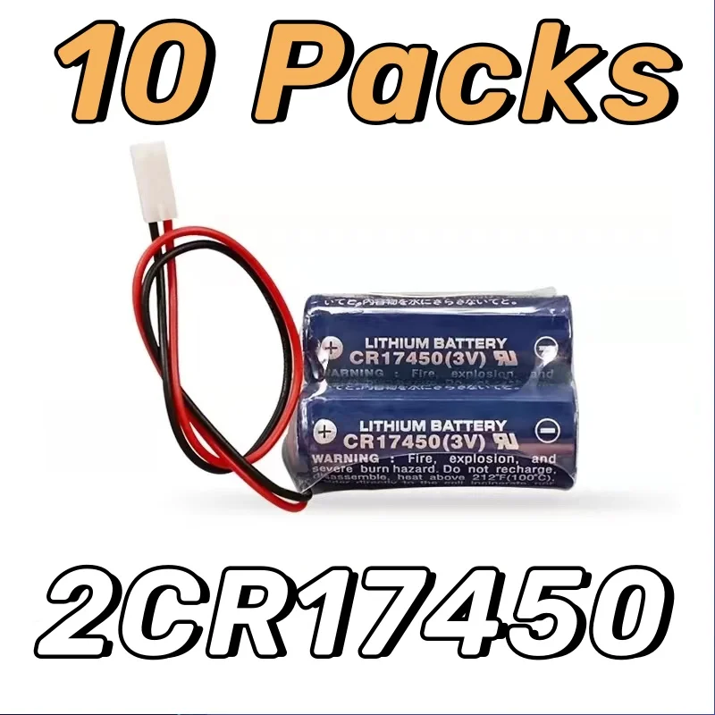 10 Packs 2CR17450 3V 5200mah Original Battery Pack CR17450SE Lithium Battery PLC Industrial Control Li-ion with Plug