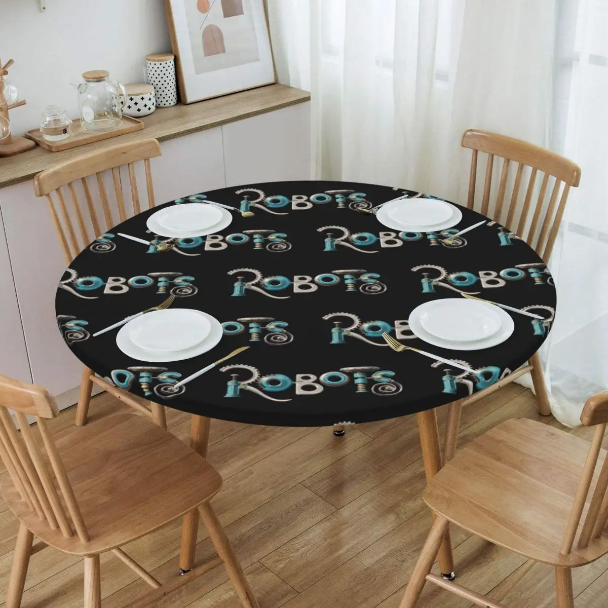 

Пользовательские круглые американские анимационные пленки Disney с логотипом роботов скатерть для стола маслостойкая Скатерть покрытие для стола с эластичным краем