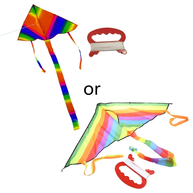 1Pc Rainbow Colorful Kite for Fun Assemble Kite with Long Colorful Tail Party & Outdoor Toy Lightweight Outdoor Sports 1