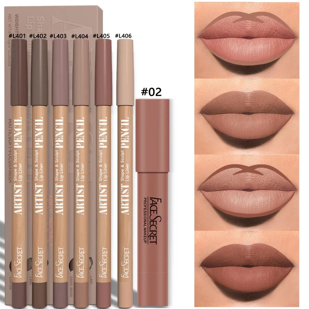 Lip Makeup Set 7pcs Matte Lip Liner and Lipstick Set Water-Resistant Long-Lasting Multi-Color Secret Formula Daily Makeup & Christmas Gift