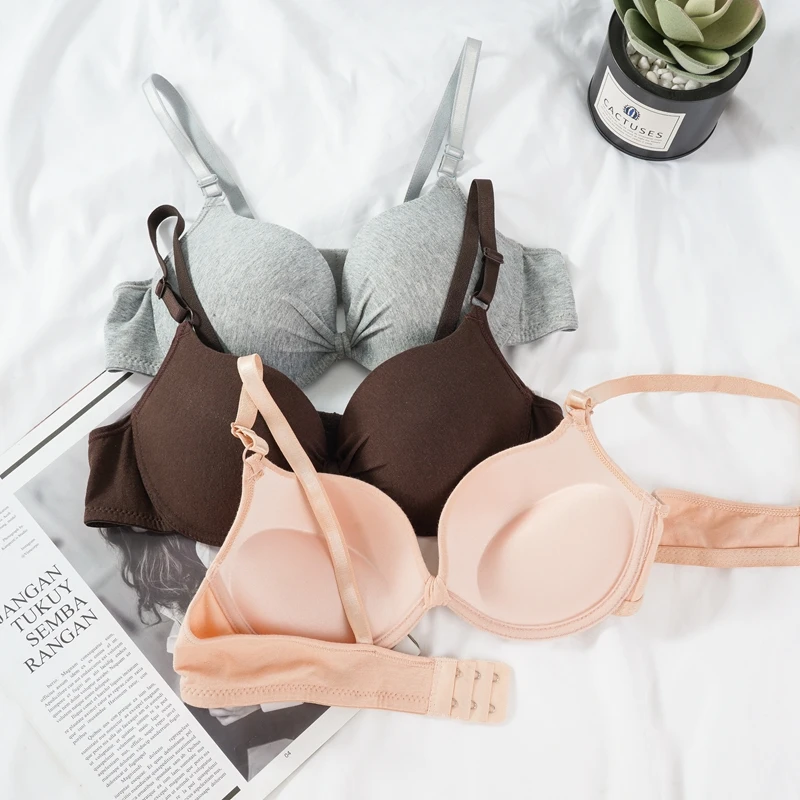 Sexy Push Up Bra for Women Deep V Brassiere Cotton Seamless Lingerie AB Cup Bralette Solid Bras Backless Intimate Underwear