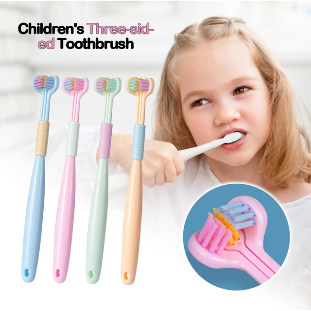 Brosse à dents 3 faces pour enfants, brosse à dents de voyage à poils  souples, facile à saisir, brosse à dents manuelle, nettoyage des dents -  AliExpress