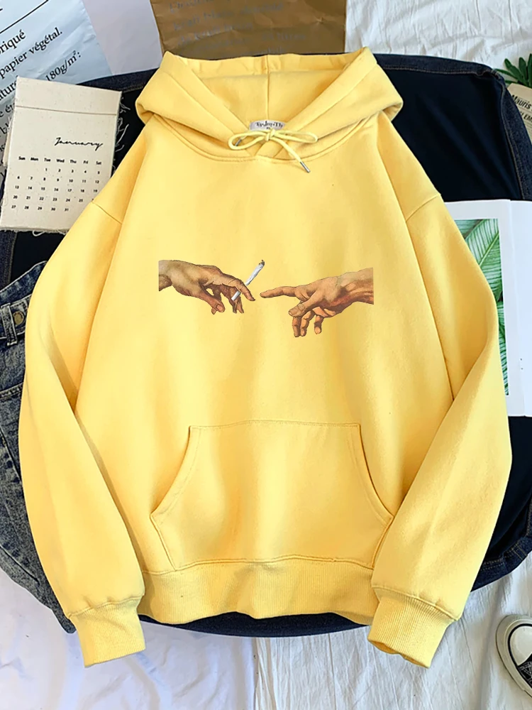Hoodies Women's Two Hands And a Cigarette Graphic Print Hoodiest Thirteen Colors Harajukua Style Casual Top Women Street Style