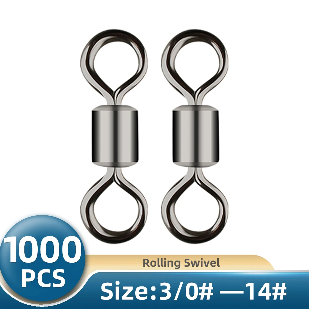 TIANNSII 1000pcs Fishing Swivels Ball Bearing Rolling Swivel Solid Ring Carabiners Hook Connector Snap Pin Carp Tackle | Спорт и