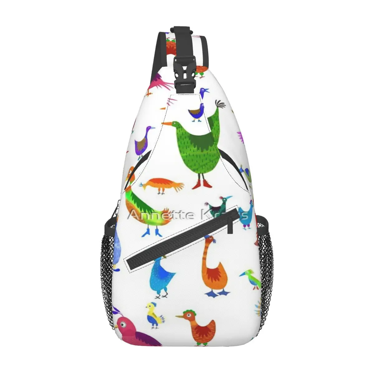 

Funny Birds With Shoes Chest Bag Trendy With Zipper Mesh Bag Travel Nice gift Customizable