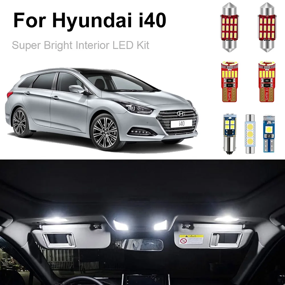 19PcCarLedInteriorLightKitForHyundaii40VFSaloonWagonCW2011