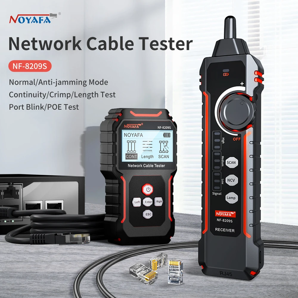 Noyafa NF-8209S Network Cable Tester Measure Length POE LAN Cable Test ...