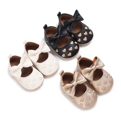 SUNSIOM 0-18M Infant Baby Girls Princess Shoes Heart Jacquard Bowknot Non-Slip Wedding Shoes Baby Adorable Crib Shoes
