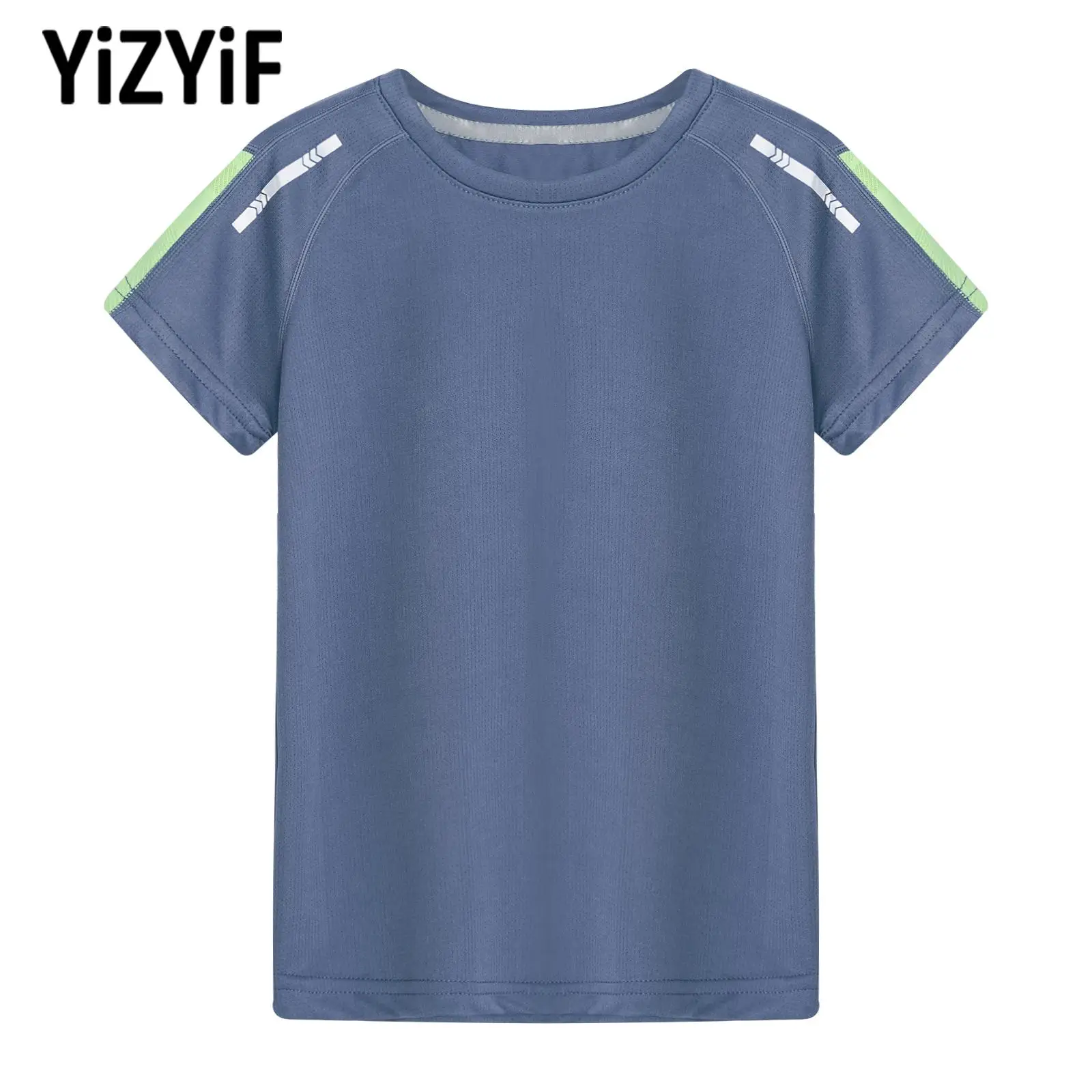 Kids Boys RunningTennis Raglan Sleeve T-shirt Fashion Casual Round Neck Tee Top Sports Football Basketball Shirt for Workout