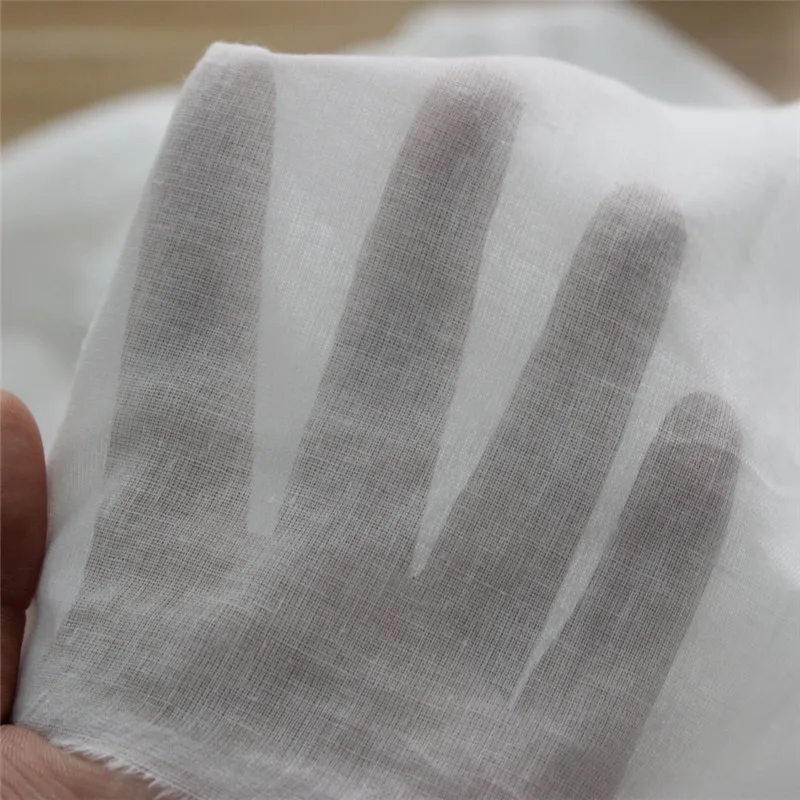150cm wide Soft/Thin Plain White Cotton Lining Fabric Material 60s Cotton Voile Fabric Gauze For Curtain/Pocket Lining X1455