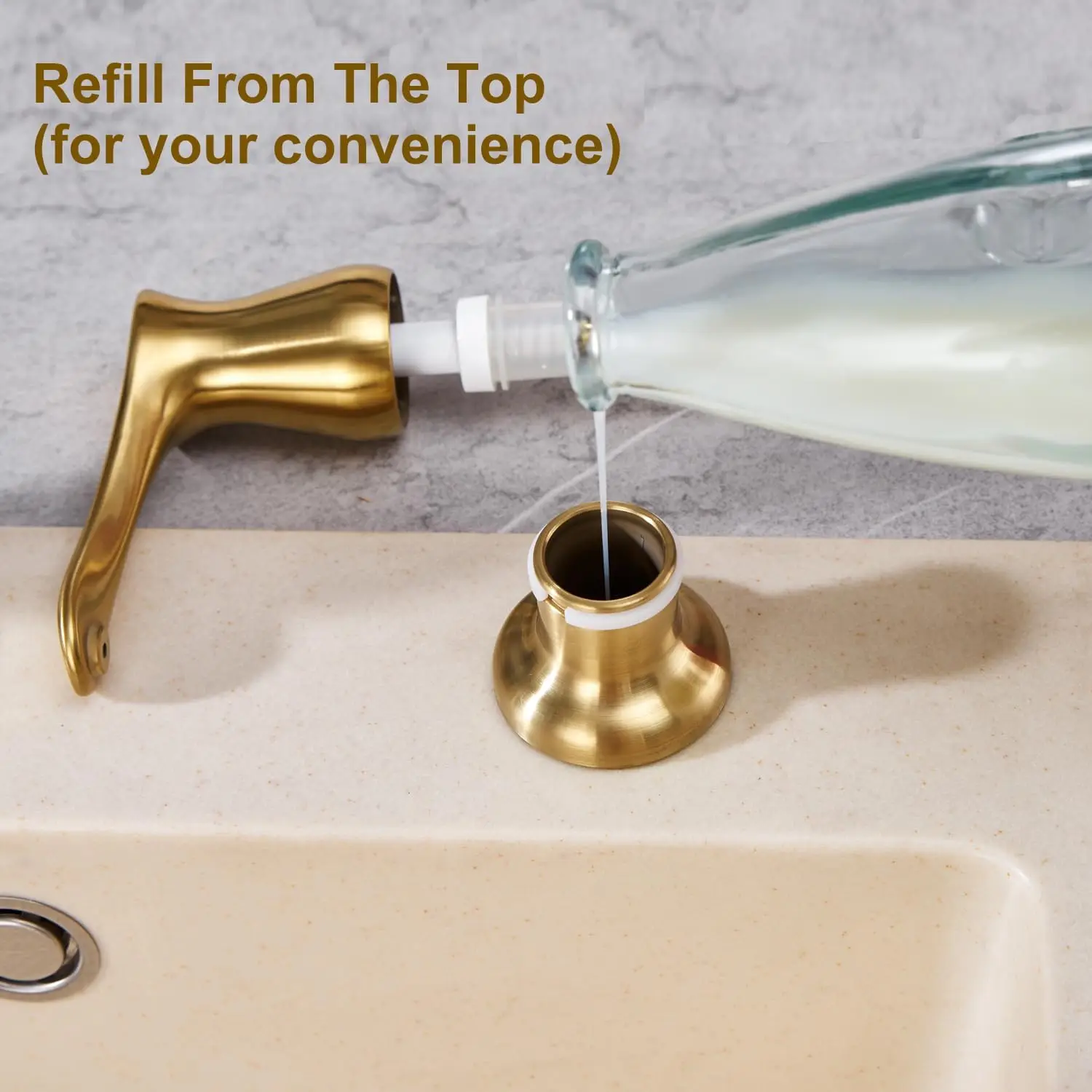 Kitchen Sink Soap Dispenser 17oz Refill from Top Built-in Liquid Dispenser soap dispenser