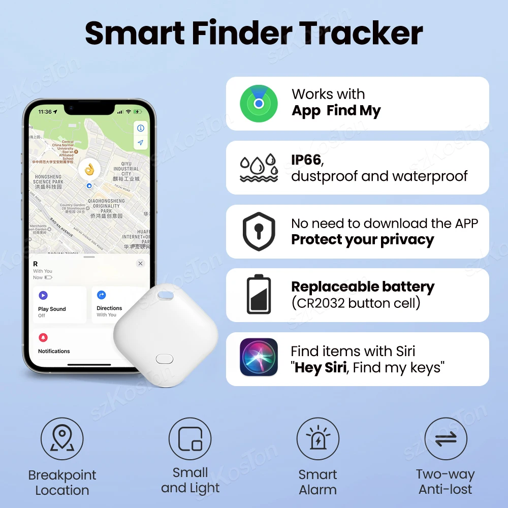 Gps Locator Key Finder Anti Lost Tracker Item Locator Anti Lost Locator Key Chain Locator Mini Tag Bluetooth-compatible GPS Tracker Locator Works With Find My App Only For IOS system Key Finder For Bags Wallets Luggage