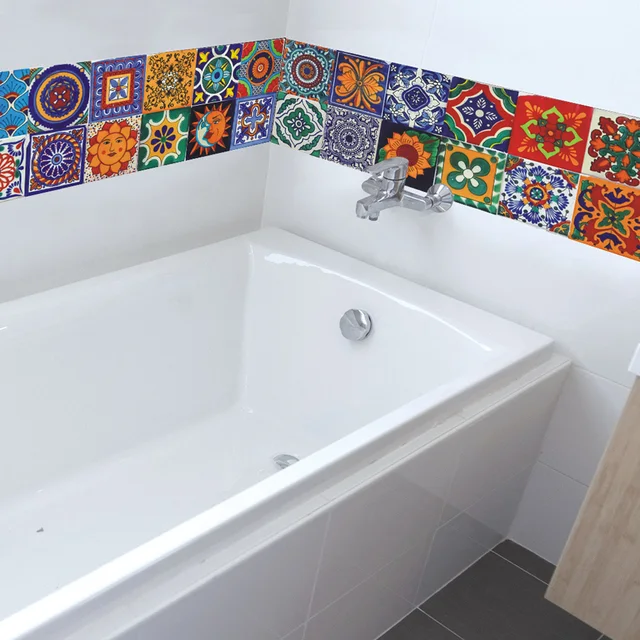 Autocollant mural auto-adhésif Vintage, 24 pièces, pour salle de bains, cuisine, fond de télévision, carrelage étanche, décoration de la maison 4