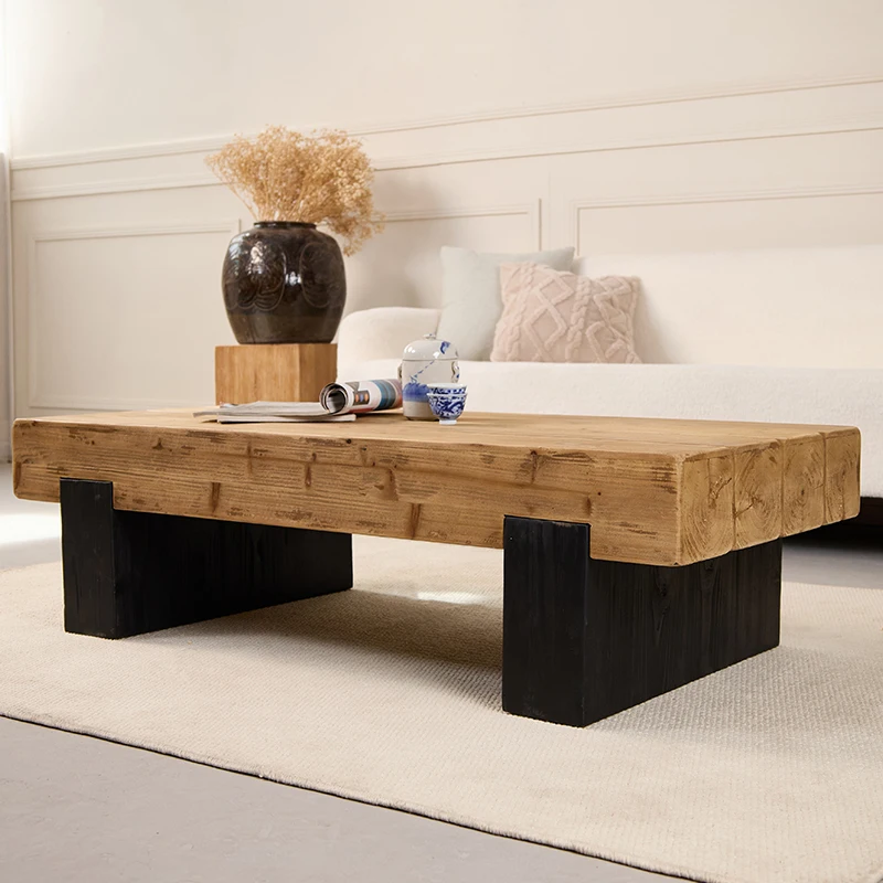 Solid wood small tea table, living room, sofa front home bed and breakfast, small apartment, low table, retro log, Nordic wabi-*