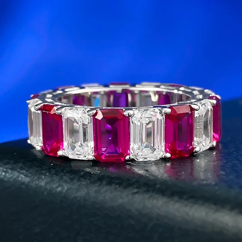 

Handmade Ruby Diamond Ring 100% Real 925 Sterling Silver Party Wedding Band Rings for Women Men Promise Engagement Jewelry Gift