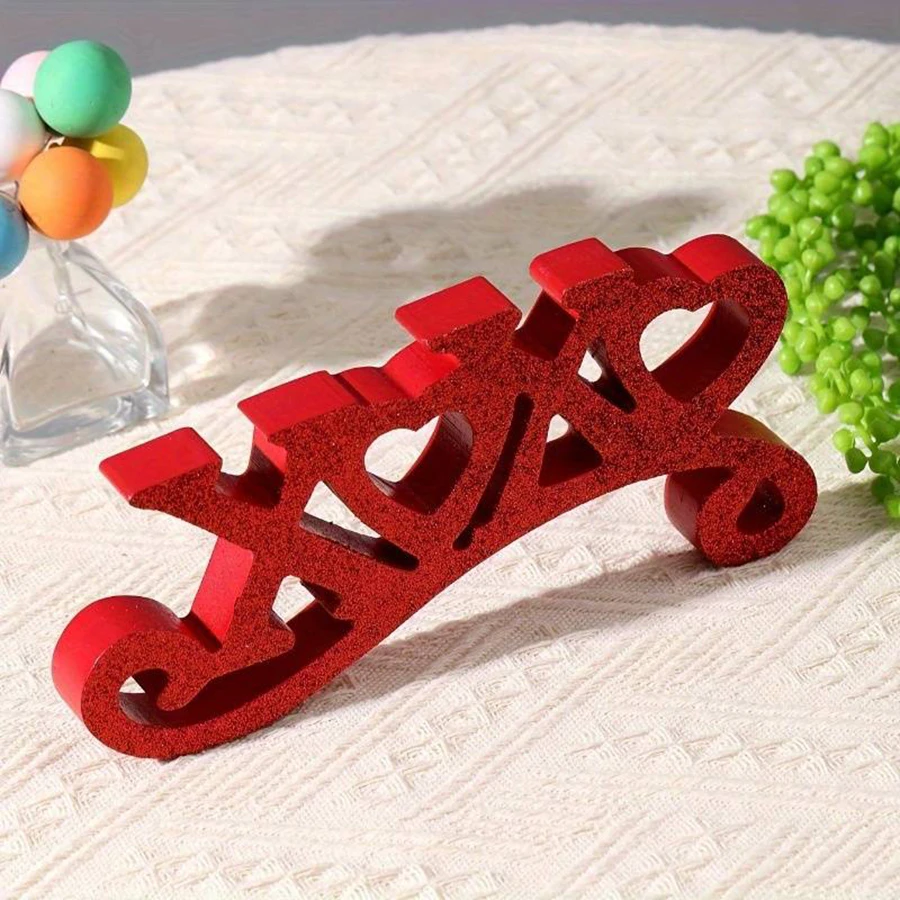 1 Piece of Romantic Valentine's Day Wooden Red Letter Desktop Ornament for Engagement, Wedding, Festival Decoration, Bedroom, Living Room, Coffee Table, Entryway Decoration