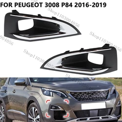 For Peugeot 3008 P84 2016-2019 9817136777 1806095X Front Bumper Fog Light Cover Grille Fog Lamp Grilles Trim Frame Accessories