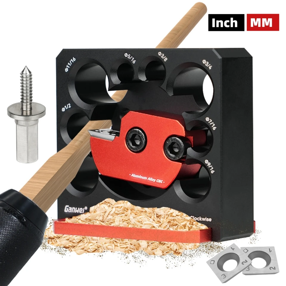 thumbnail image 2 of Dowel Maker Carpenter With Adjustable 8 Holes Carbide Inserts, Electric Drill Milling Round Rod Making Jig Tool Wooden Dowels 8mm 2 of 14
