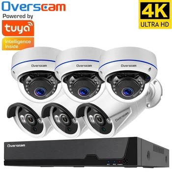 Tuya Smart 8MP POE Kit sistema di telecamere di sorveglianza di rete 4K 8CH NVR Kit esterno impermeabile Audio CCTV Sistema di telecamere di sicurezza IP