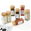 120ml Bamboo Wood Lid Seasoning Bottle 4oz Square Bottle Seasoning Jar Spice Bottle With Hole Powder Jar 6