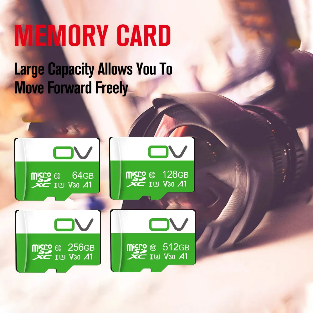 UAV 운전 녹음기 카메라용 고속 마이크로 SD TF 카드, OV  실제 용량, 128GB, 64GB, 32GB, 100Mbps, A1 V30 C10 SD 카드