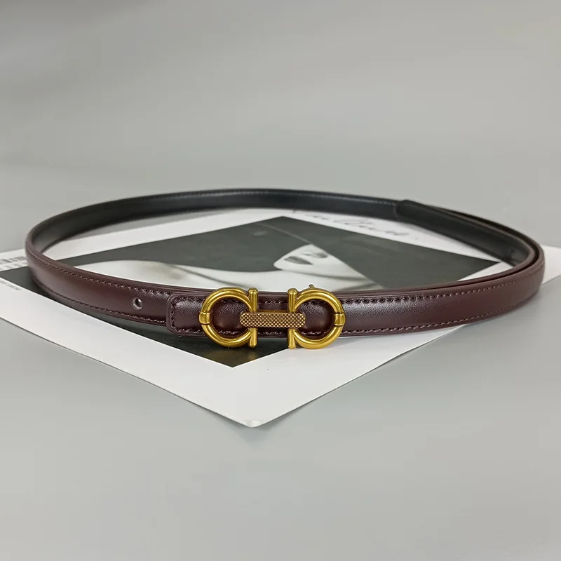 AA message fashion genuine leather belt for luxurious high-end women, designer elegant belt, women's slim jeans belt.