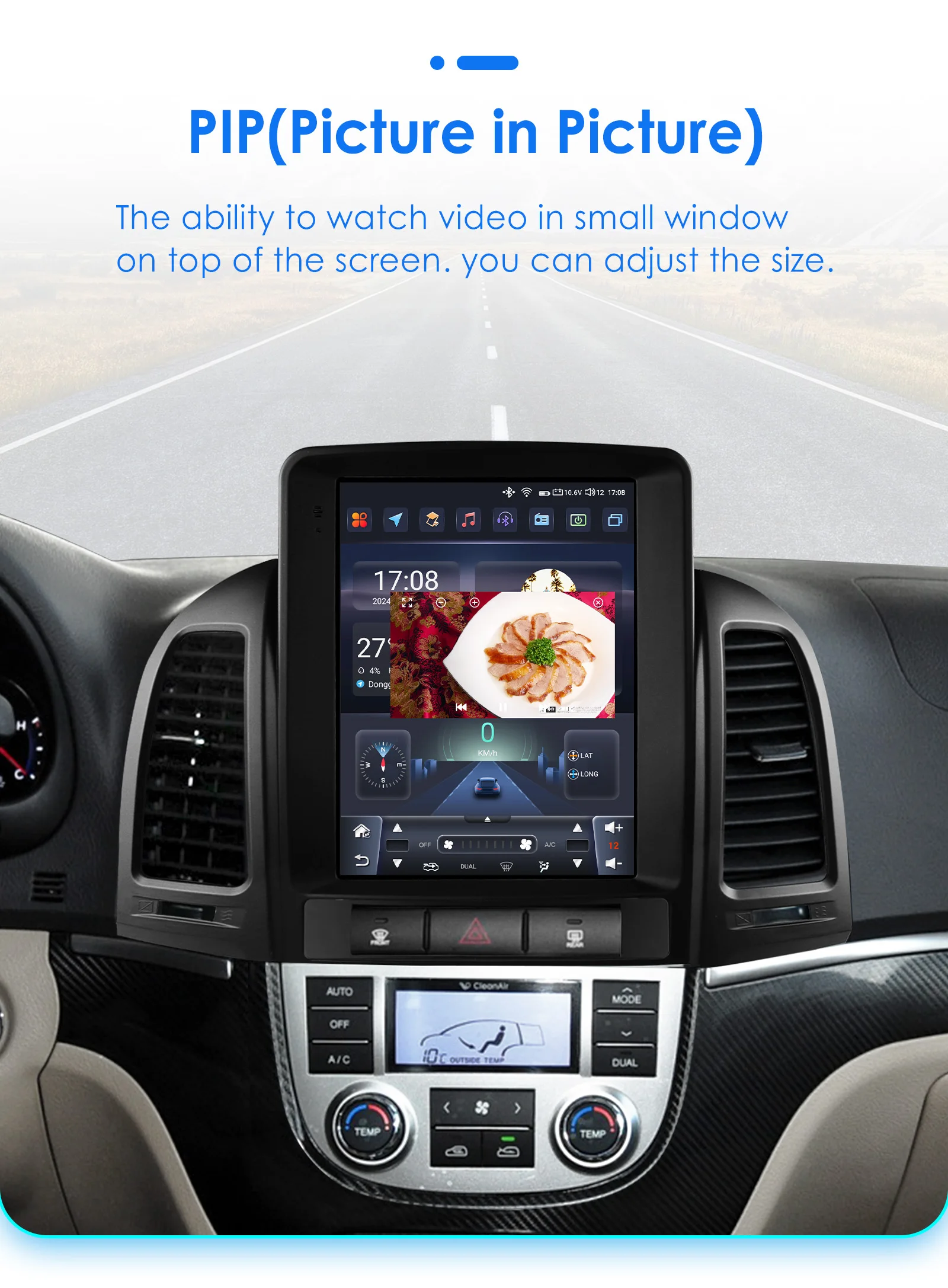 Hizpo 9,7 "Carplay Android 13 Auto radio Für Hyundai Santa Fe II CM 2006-2012 für Tesla Stil Vertikale Bildschirm GPS 4G BT 7862 – Detail 32