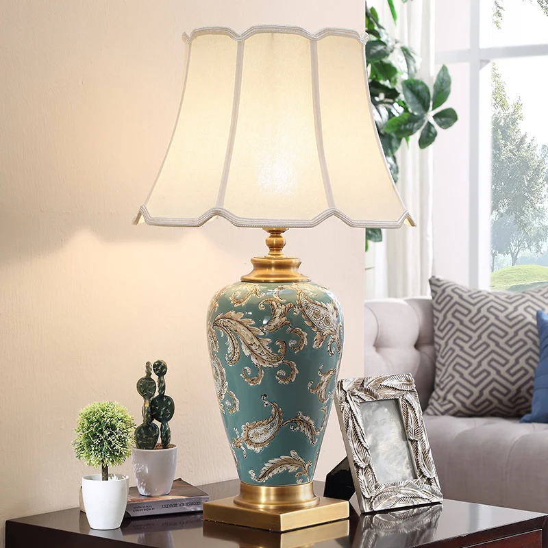 

Винтажные Новые Керамические настольные лампы 44x7 2 см в китайском стиле для гостиной, спальни, прикроватная лампа, лампа для большой виллы, кабинета