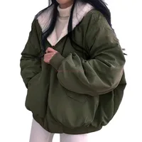 Flanelle épaisse, veste double face en laine d'agneau, manteau pour femme, nouvelle veste d'hiver en coton à capuche avec fermeture éclair, haut 6
