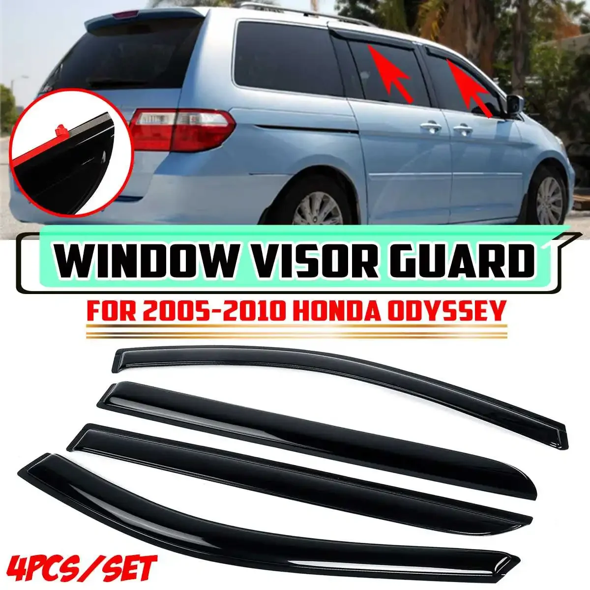 

For Honda Odyssey 2005-2017 Car Side Window Visors Deflector Rain Guard Decoration Awnings Shelters Window Visor Rain Guard