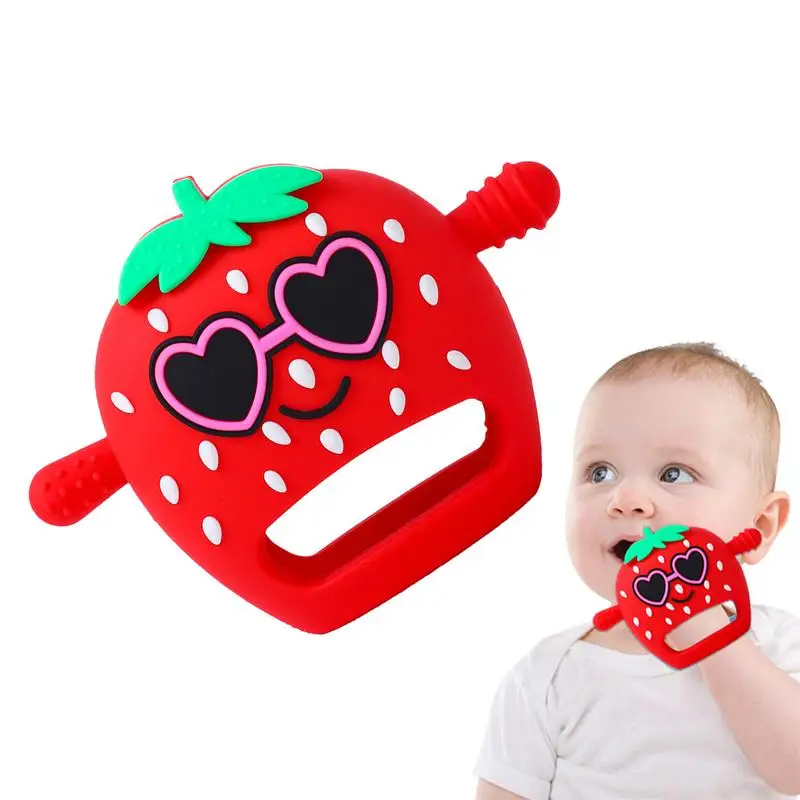 

Teething Mitten Adorable Fruit Design Hand Pacifier For Sucking Food Grade Soft Anti Dropping Silicone Hand Teether Relief