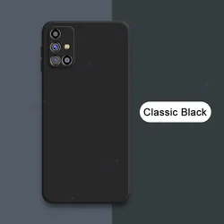 Luxury Original Square Liquid Silicone Back Cover - Soft Double Liner Coque - Samsung M31S (Classic Black)
