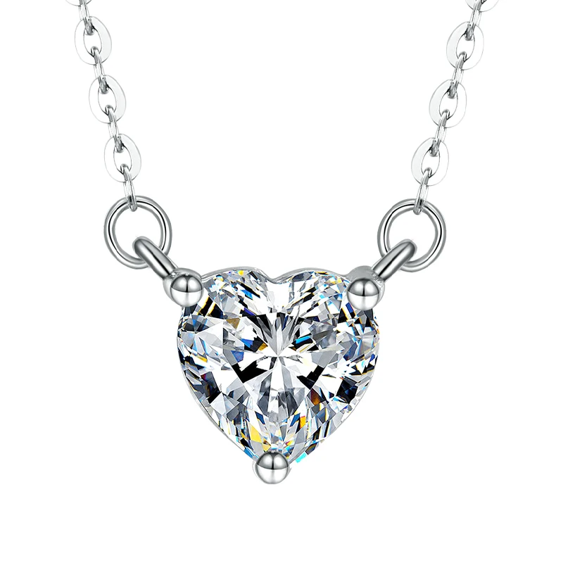 

M&D 1ct Heart Cut Moissanite Necklace for Women Colorless Classic Pendant 100% S925 Sterling Silver Chain Jewelry Wholesale