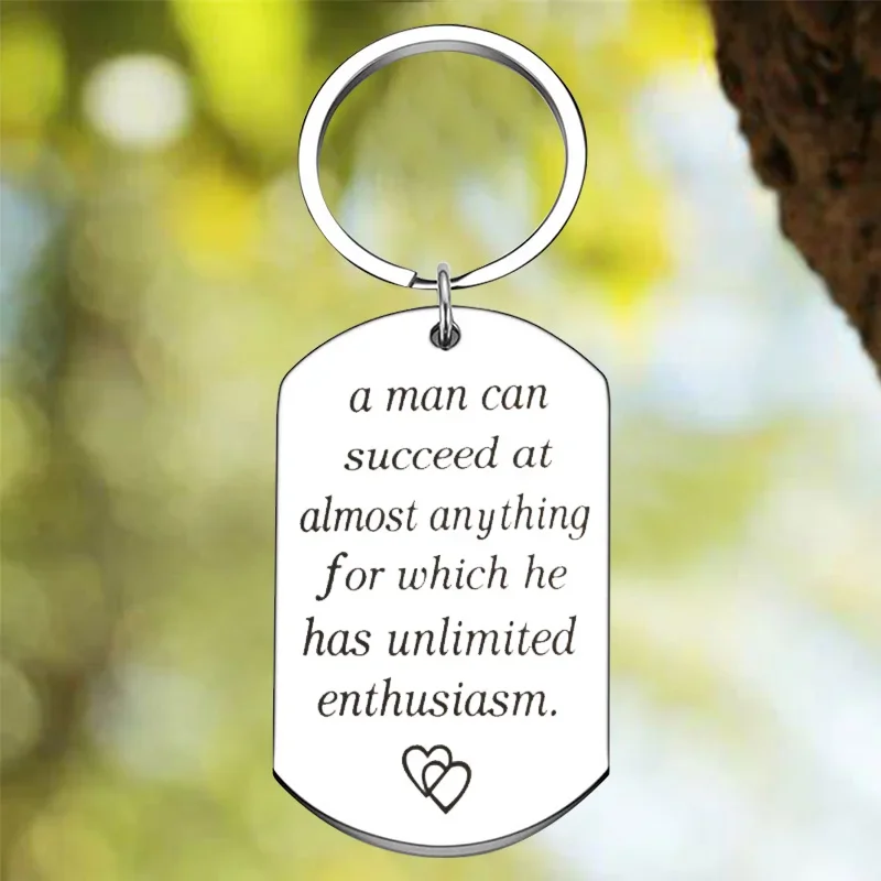 

New Inspirational Keychain Pendant A Man Can Succeed Key Chains Best Friend Son Boyfriend Gift