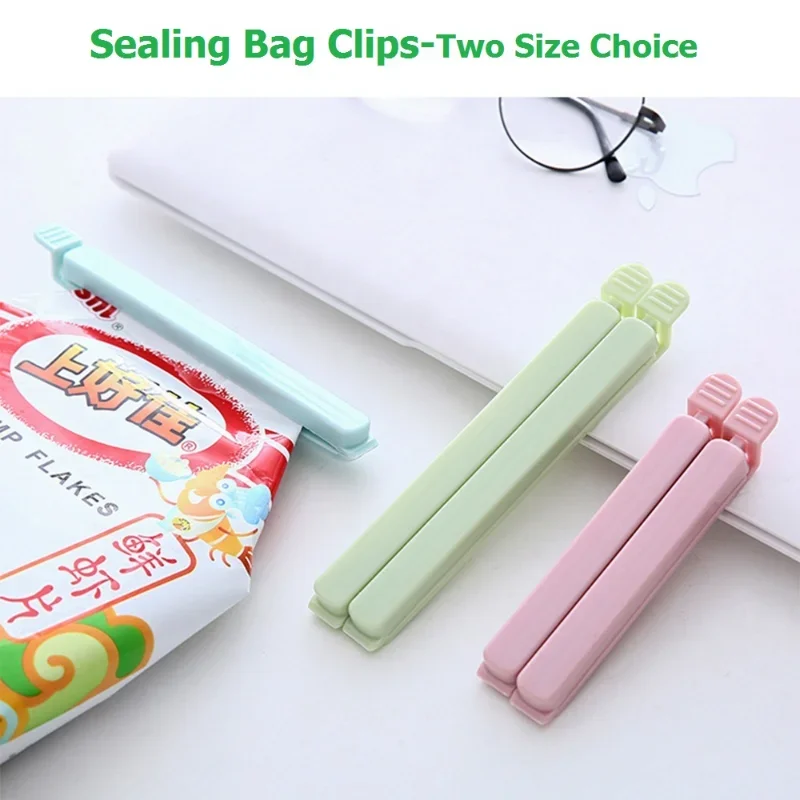 10PCS 가방 클립 식품 스낵 밀봉 클립12/15.5cm 휴대용 주방 보관 액세서리 도구 탄성 버클 패키지 가방 클램프