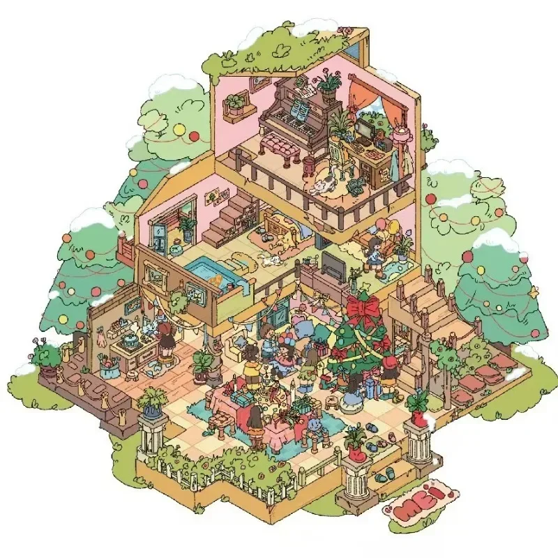 Cartoon Miniature Scene 3D Stickers Retro DIY PET Landscape Stickers Decompression Korean Stationery Scrapbooking Party Favors Keyboard Stickers 3D Stickers 3D Wall Stickers Anime Motion Stickers