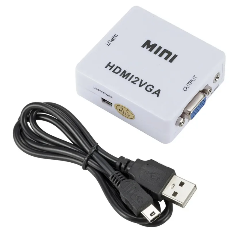 MnnWuu MINI HDMI-compatible to VGA Adapter HDMI2VGA Converter Digital Analog HD 1080p HDMI TO VGA For PC Laptop Tablet Displayer hdmi to vga adapter cable,vga to hdmi converter