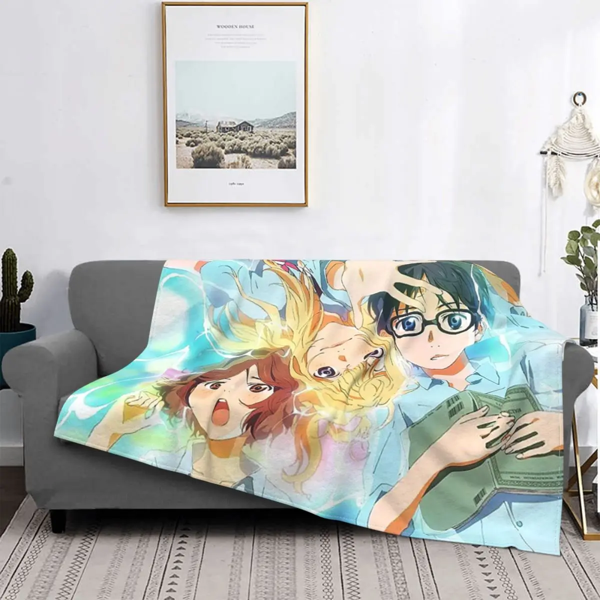 

Your Lie In April Blankets Flannel Textile Decor Anime 3D Cartoon Multi-function Super Warm Throw Blanket for Sofa Outdoor Quilt