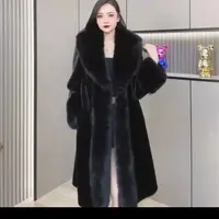 Faux Fur Coats Women Long Coat Thick Warm Turn Down Collar Open Stitch Spring Outerwear Jackets Elegant Splice Autumn Winter 4
