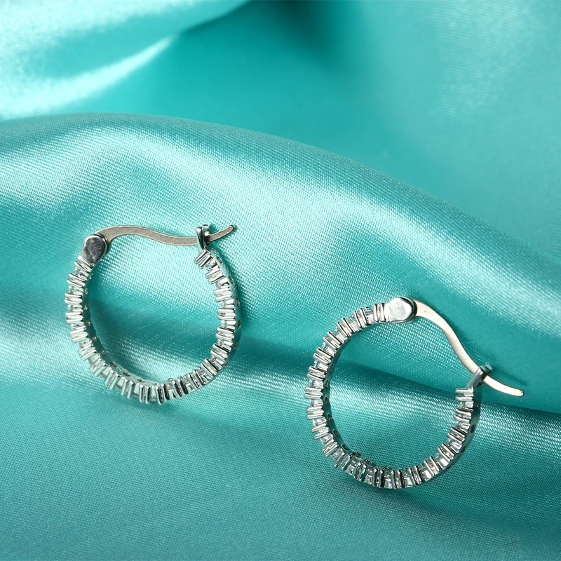 

Small Pure Titanium Earrings For Women Girls Hoops Cubic Zirconia Huggie Earrings Hypoallergenic Ear Cuffs White Gold Plated