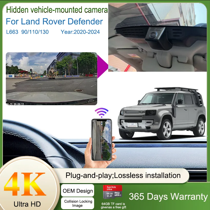 Land Rover Car Camera 4K Hidden Video Recorder for 2020-2024 Land Rover Defender L663 90/110 ...