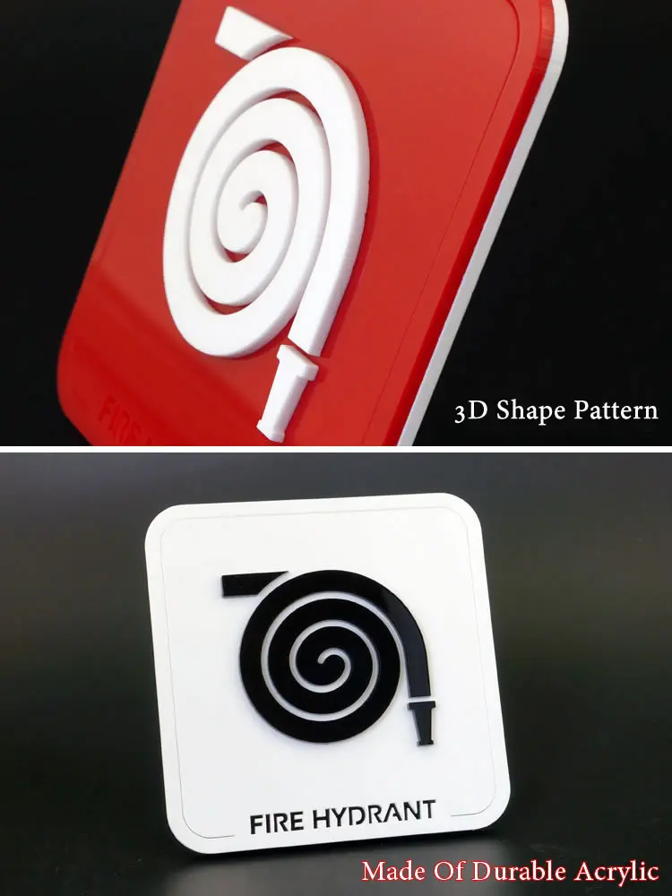 Waterproof Acrylic Warning Signs Fire Hydrant Extinguisher Icon Sign 3D Shape Sticker For Home Office Store School Factory