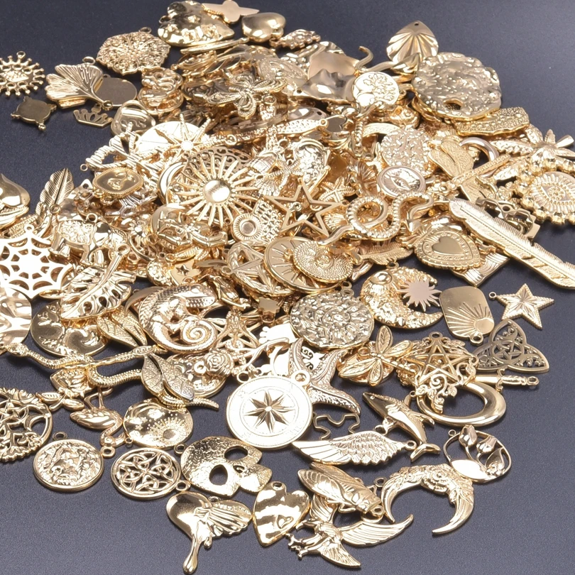 10/30pcs 18k Real Gold Plated Stainless Steel Charms 3
