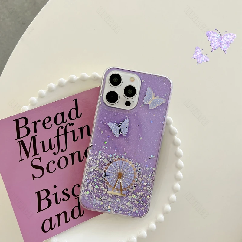 Coque de téléphone scintillante papillon Quicksand, étui pour Xiaomi Redmi Note 11 9 8 Max Plus 10 12 4G 5G 10S 9S 11S 12S 11E Pro_voghion.com