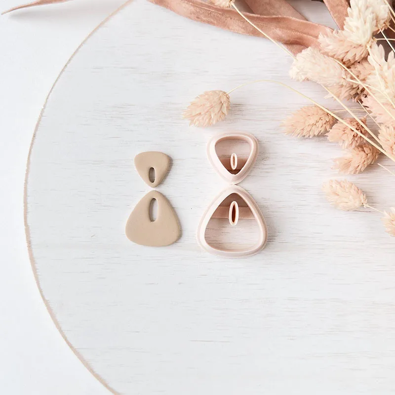 Polymer Clay Cutter Basic Geometry Shape Polymer Clay Earring Cutter 2Pcs/SET Dangle Clay Cutter Abstract Shape Cutting Molds Embosed Cutters