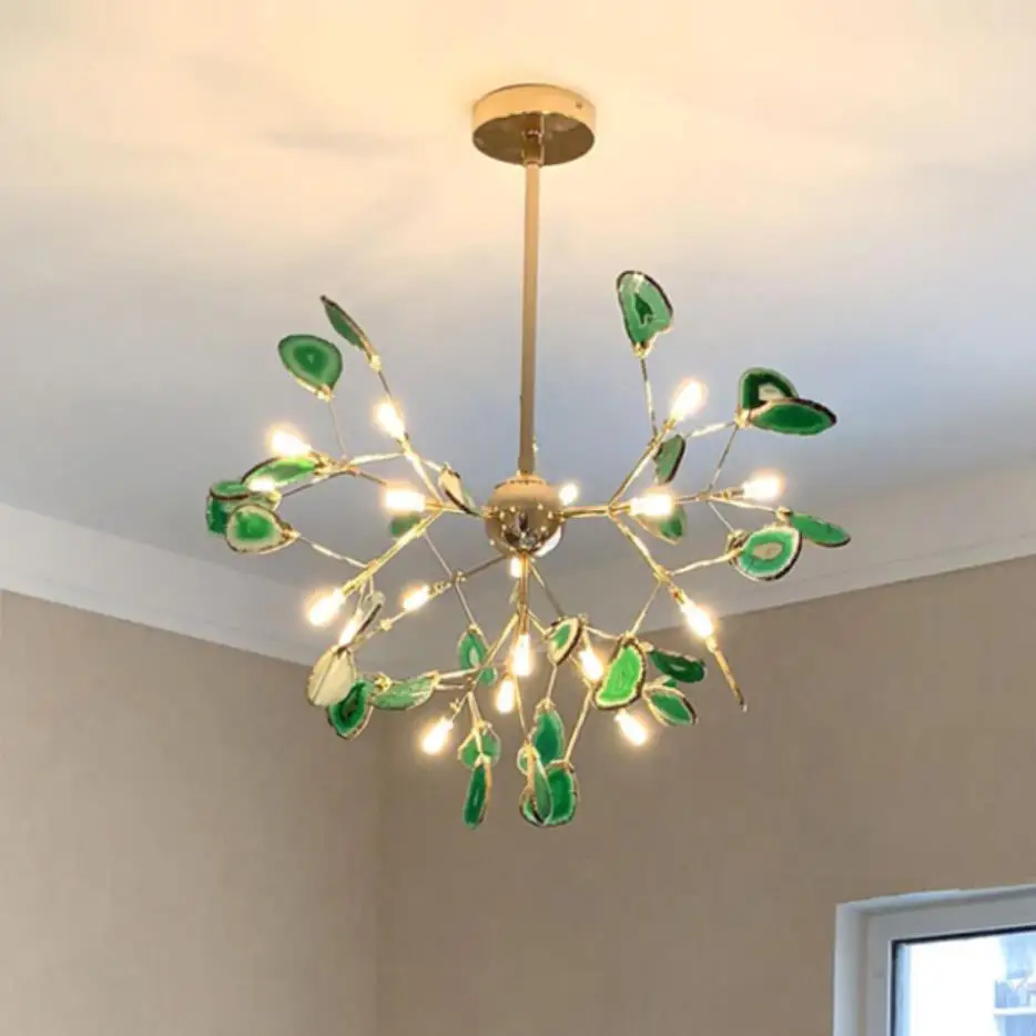 Modern Agate Chandelier LED Colorful Chandelier For Bedroom Living Room Villa Shop Decor Domantic Dining Table Hanging Light