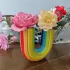 Modern Simple U Shape Vase Creative Rainbow Dried Flower Vase Modern Aesthetic Ornaments Resin Flowerpot For Office Home Decor 5